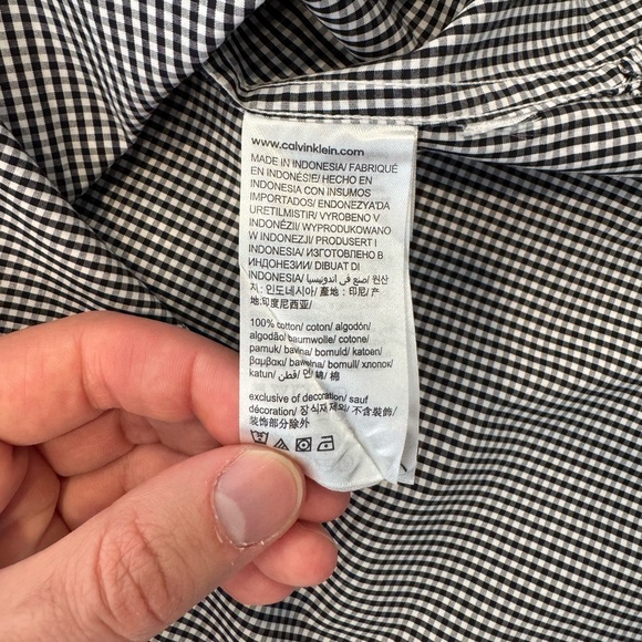 Calvin Klein Black and White Checkered Button Down Shirt - Picture 5 of 6